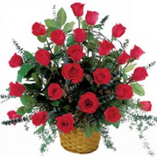 Magnificent Red Coloured Roses Arrangement in a Basket